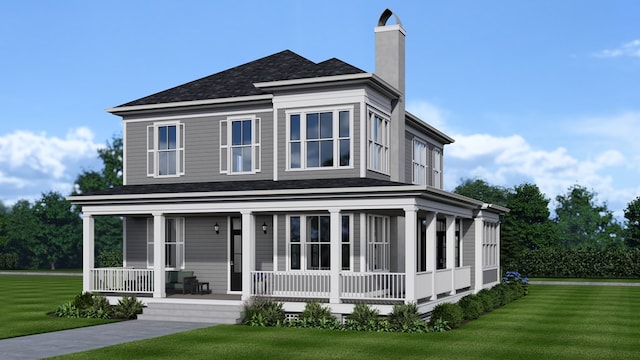 view of front of house featuring a front lawn and a porch