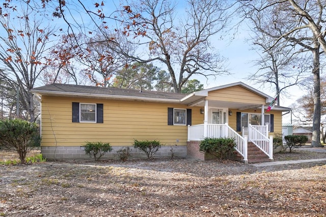 view of front of property with a porch