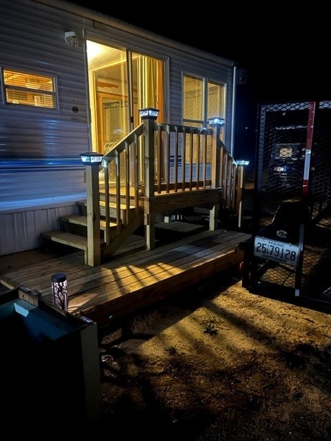 view of deck at twilight