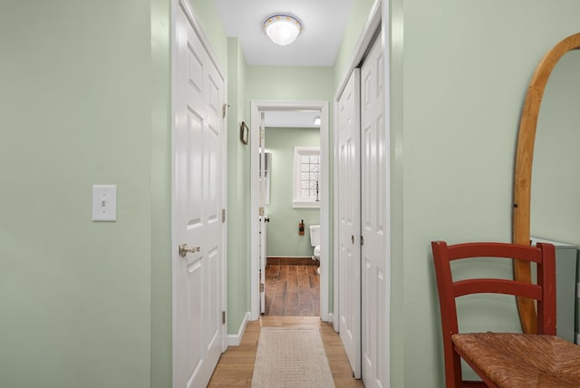 hall featuring light hardwood / wood-style floors