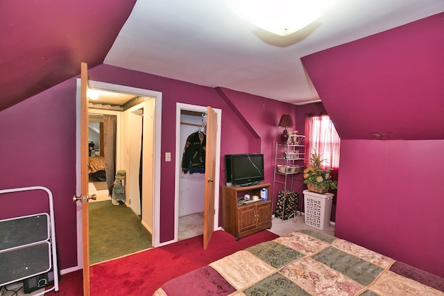 13091 Bethel Church Rd, Hallwood, VA 23359 - carpeted bedroom featuring vaulted ceiling