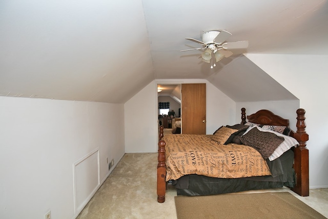 13091 Bethel Church Rd, Hallwood, VA 23359 - bedroom featuring carpet, lofted ceiling, and a ceiling fan