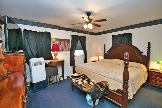 13091 Bethel Church Rd, Hallwood, VA 23359 - carpeted bedroom featuring a ceiling fan