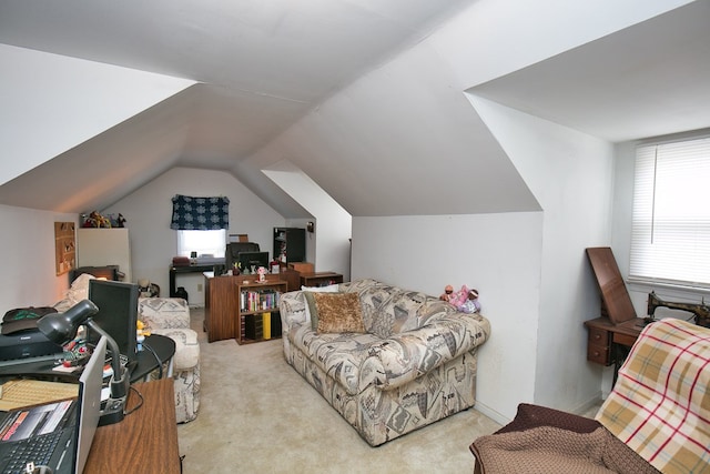 13091 Bethel Church Rd, Hallwood, VA 23359 - interior space with light colored carpet, lofted ceiling, and healthy amount of natural light