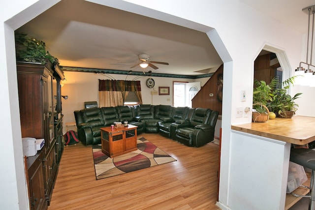 13091 Bethel Church Rd, Hallwood, VA 23359 - living area with light wood-type flooring and ceiling fan