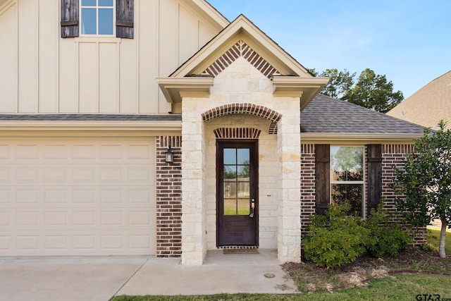 entrance to property with a garage