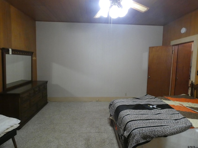 bedroom with carpet floors and ceiling fan