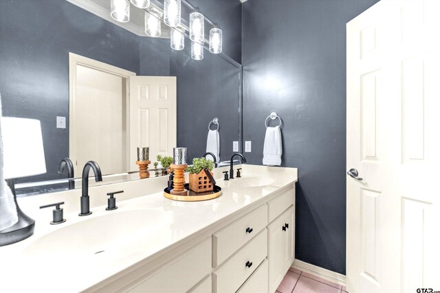 kitchen featuring stainless steel refrigerator, ornamental molding, ceiling fan, sink, and light tile patterned flooring