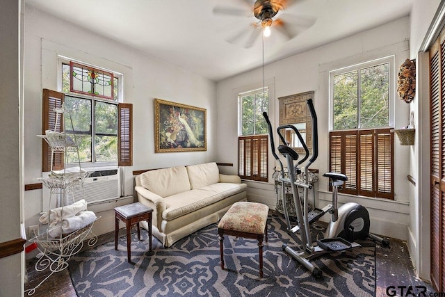 502 E Montgomery St, Crockett, TX 75835 - workout room with ceiling fan and baseboards