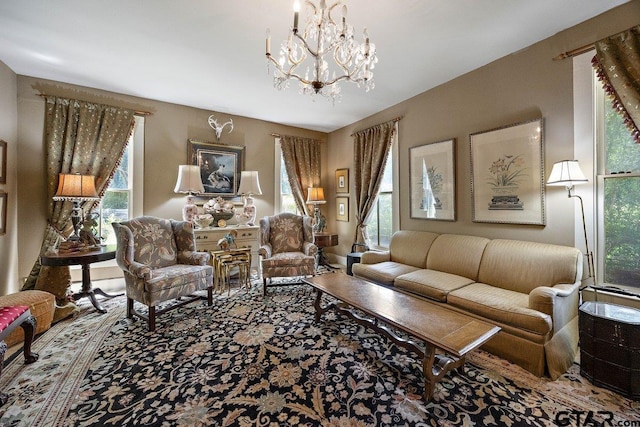 502 E Montgomery St, Crockett, TX 75835 - living area featuring a chandelier and healthy amount of natural light