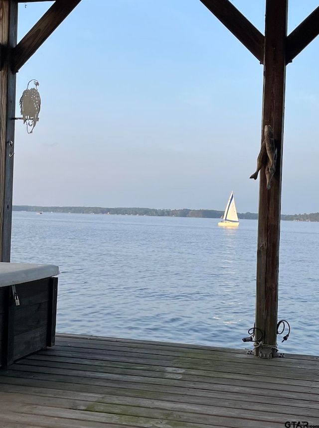 dock area featuring a water view