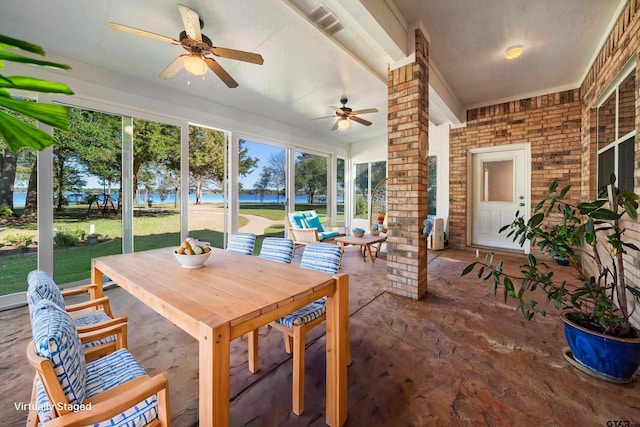 view of patio / terrace featuring an outdoor hangout area and ceiling fan