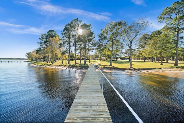 dock area featuring a water view