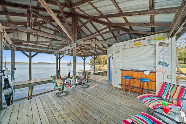 dock area featuring a water view