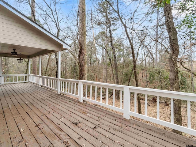 deck featuring ceiling fan