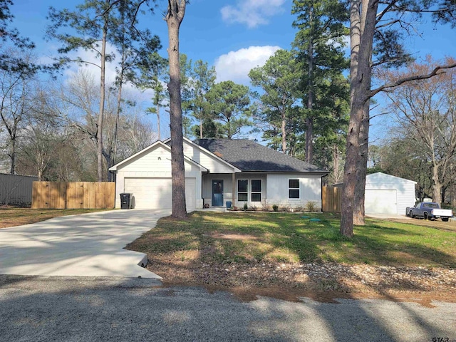 ranch-style house with a front lawn