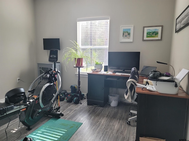 office area featuring dark wood-style floors