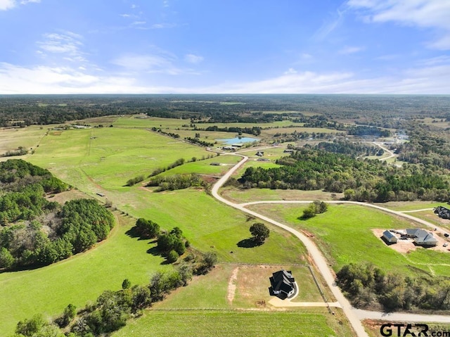 bird's eye view with a rural view