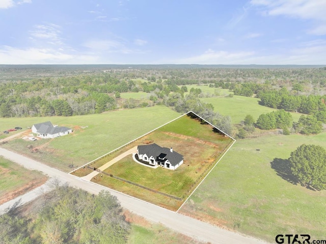 aerial view featuring a rural view