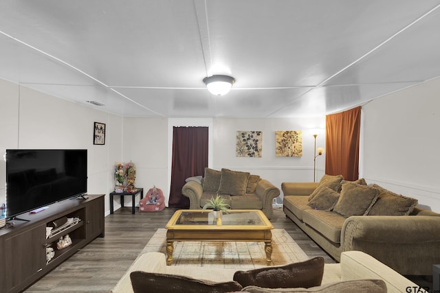 living room with hardwood / wood-style flooring