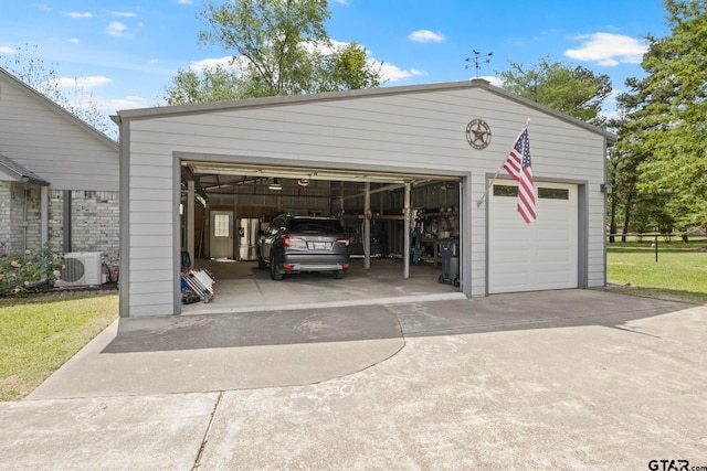 detached garage with ac unit