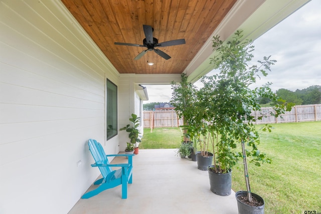 view of patio with ceiling fan