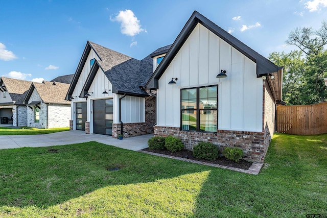 7584 Princedale, Tyler, TX 75703 - view of front of home featuring board and batten siding, concrete driveway, roof with shingles, an attached garage, and brick siding