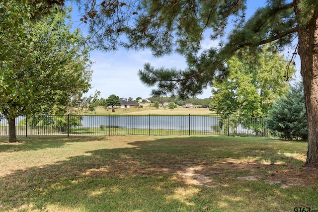 view of yard with a water view