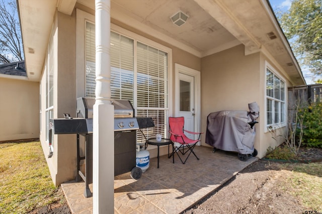 view of patio / terrace with visible vents and grilling area