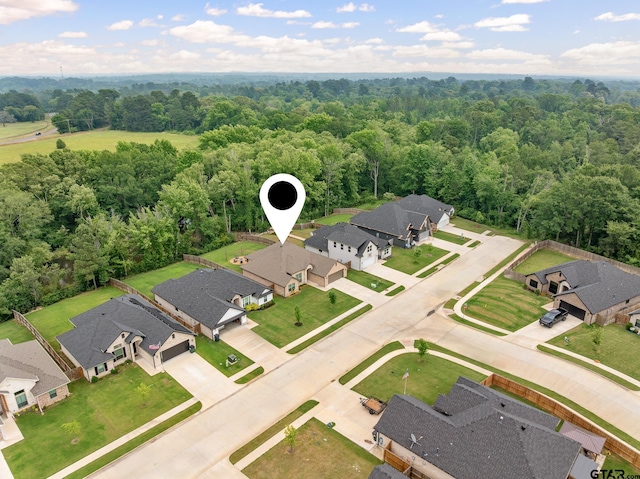 19128 Ambrosia Dr, Flint, TX 75762 - aerial perspective of suburban area featuring a heavily wooded area