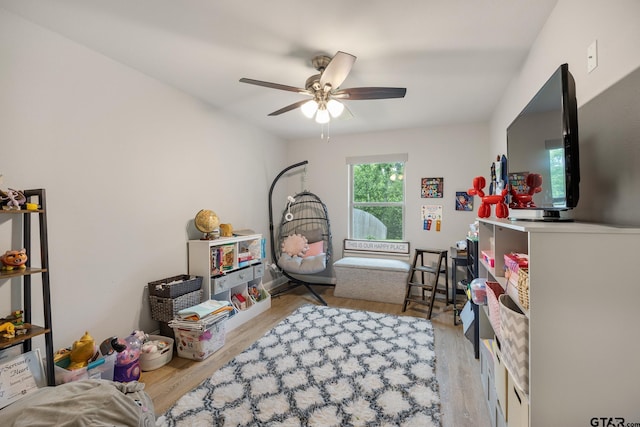 19128 Ambrosia Dr, Flint, TX 75762 - game room featuring a ceiling fan and wood finished floors