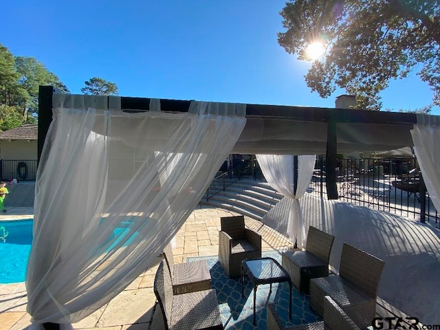 view of swimming pool with a patio