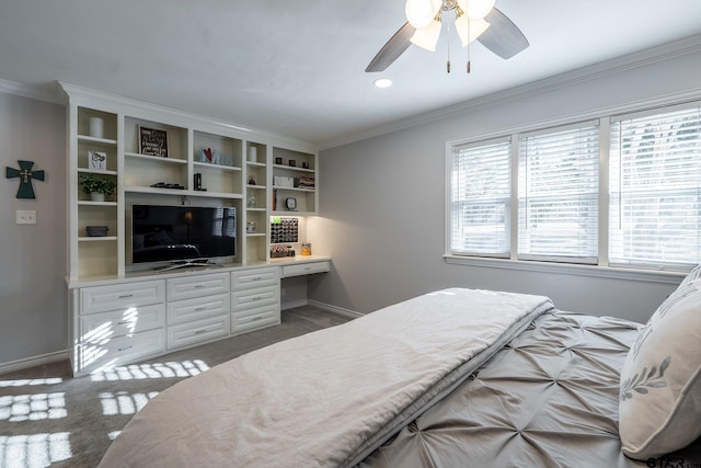 408 Cumberland Rd, Tyler, TX 75703 - bedroom featuring crown molding, baseboards, and a ceiling fan
