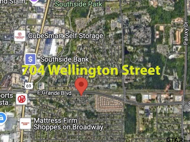 704 Wellington St, Tyler, TX 75703 - aerial map of property and surrounding area