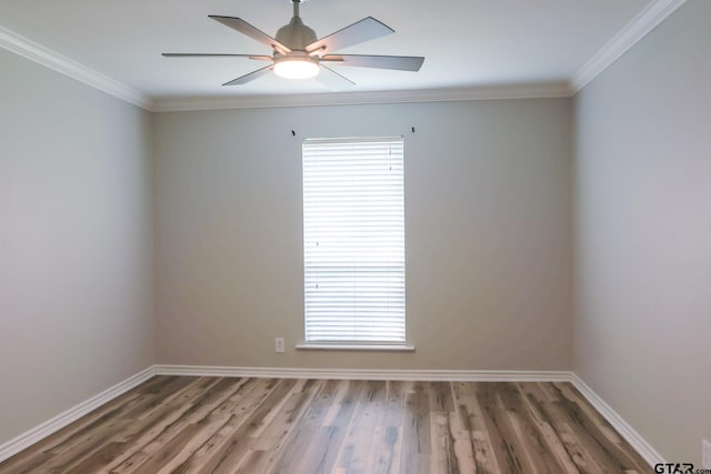 8310 Columbia Dr, Tyler, TX 75703 - unfurnished room with light wood finished floors, a ceiling fan, baseboards, and crown molding