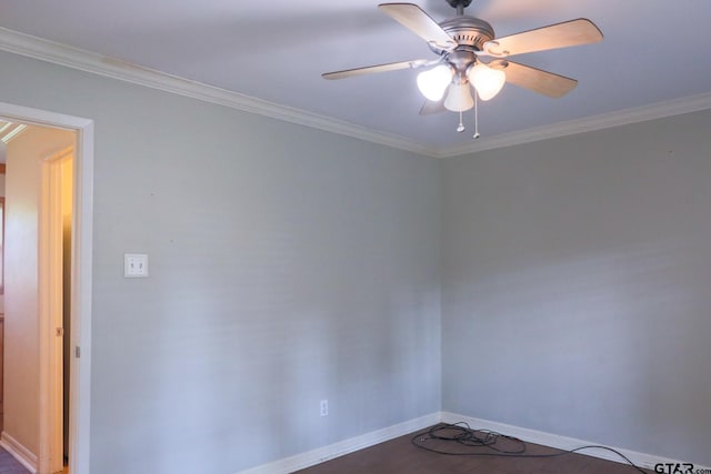 8310 Columbia Dr, Tyler, TX 75703 - unfurnished room with crown molding, baseboards, and ceiling fan