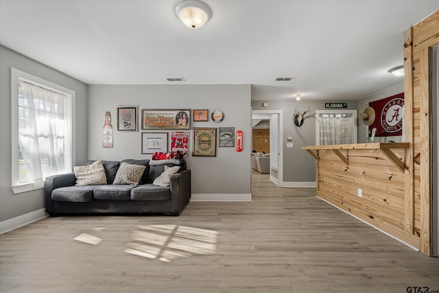 living room with wood-type flooring