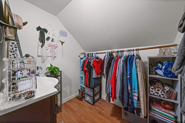 110 Utah St, Van, TX 75790 - walk in closet featuring wood finished floors and lofted ceiling