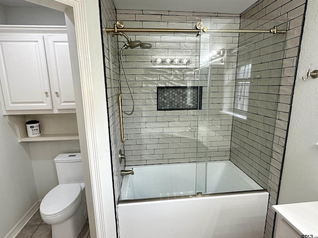 807 Brownwood Cir, Lindale, TX 75771 - full bath featuring enclosed tub / shower combo, toilet, vanity, and tile patterned floors
