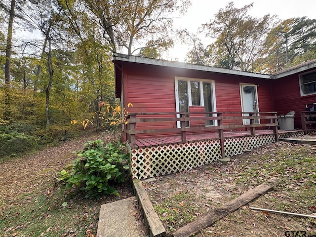 view of front of home with a deck