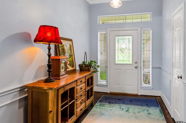 entrance foyer with dark hardwood / wood-style floors