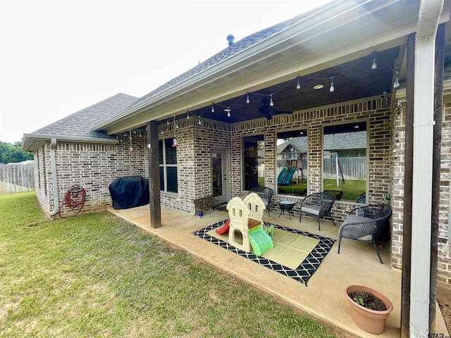 909 Charlie, Whitehouse, TX 75791 - view of patio / terrace featuring a ceiling fan and a grill