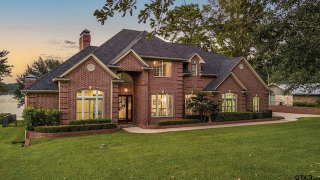 view of front of house with a lawn