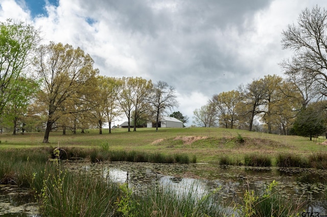 view of landscape featuring a water view