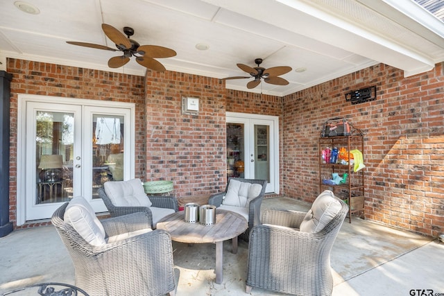 759 Hampton Hill Hill, Tyler, TX 75703 - view of patio / terrace featuring french doors and a ceiling fan