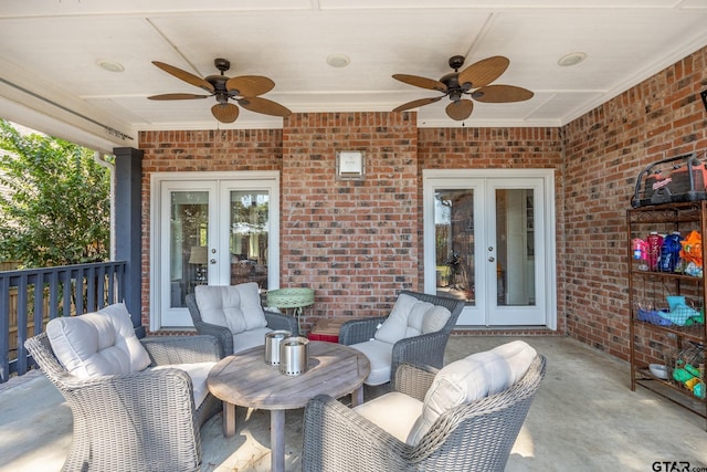 759 Hampton Hill Hill, Tyler, TX 75703 - view of patio / terrace featuring french doors and a ceiling fan