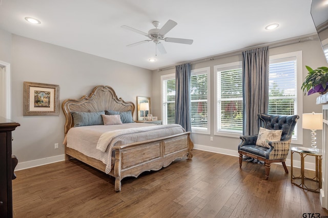 759 Hampton Hill Hill, Tyler, TX 75703 - bedroom with wood-type flooring, a ceiling fan, and recessed lighting