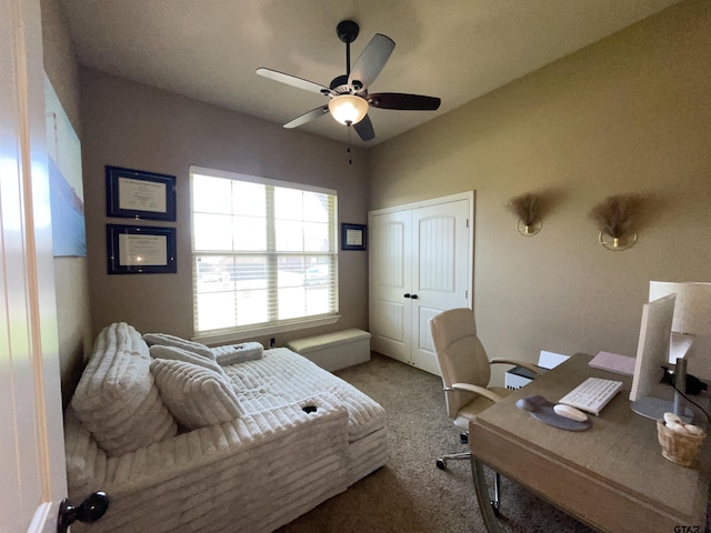 214 Rosebrook Cir, Whitehouse, TX 75791 - bedroom featuring carpet floors, a desk, a closet, and ceiling fan