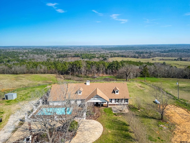 drone / aerial view with a rural view