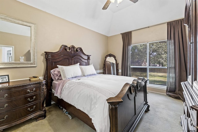 1737 Bearwood Ln, Tyler, TX 75703 - bedroom with light colored carpet, lofted ceiling, and a ceiling fan